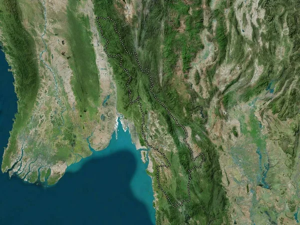 Kayin Estado Myanmar Mapa Satélite Alta Resolución — Foto de Stock