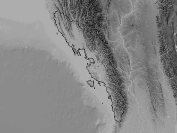 Рахін Штат Янма Грайливою Картою Висот Озерами Річками — стокове фото