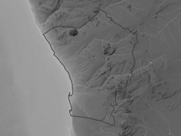 Erongo Region Namibii Mapa Wzniesień Skali Szarości Jeziorami Rzekami — Zdjęcie stockowe
