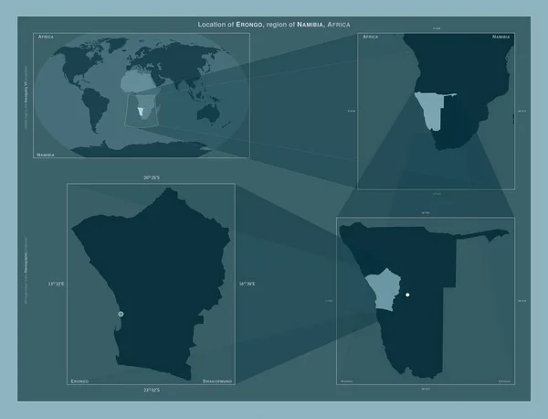 Эронго Регион Намибии Диаграмма Показывающая Расположение Региона Крупных Картах Состав — стоковое фото