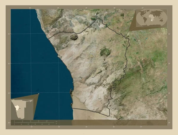 Erongo 纳米比亚地区 高分辨率卫星地图 角辅助位置图 — 图库照片
