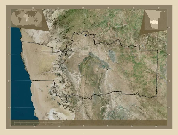 Hardap Regione Della Namibia Mappa Satellitare Alta Risoluzione Località Delle — Foto Stock