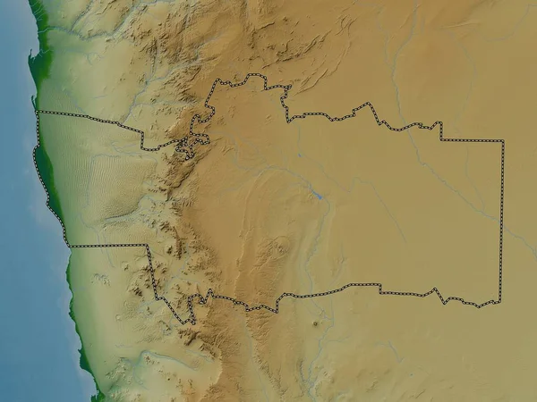 Hardap Region Namibia Colored Elevation Map Lakes Rivers — Stock Photo, Image