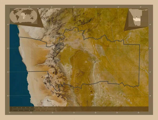Hardap Região Namíbia Mapa Satélite Baixa Resolução Mapa Localização Auxiliar — Fotografia de Stock