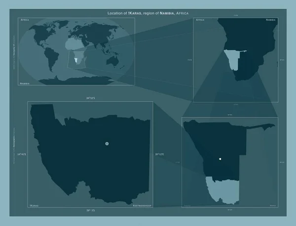 나미비아 도표는 규모의 지도에서 지역의 위치를 줍니다 프레임 Png 모양의 — 스톡 사진