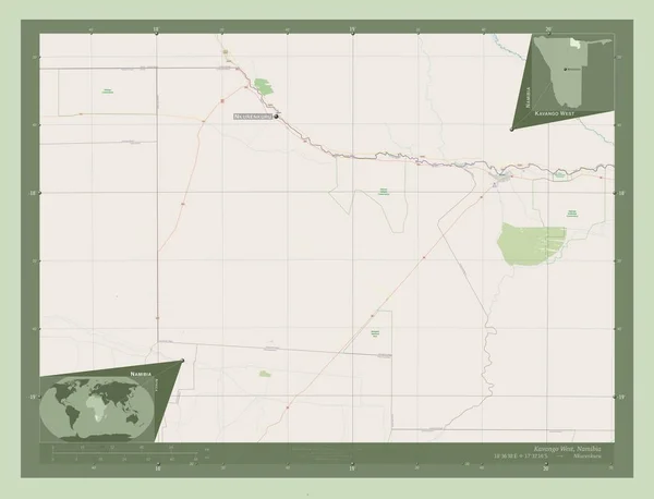 Kavango West Regio Namibië Open Plattegrond Locaties Namen Van Grote — Stockfoto