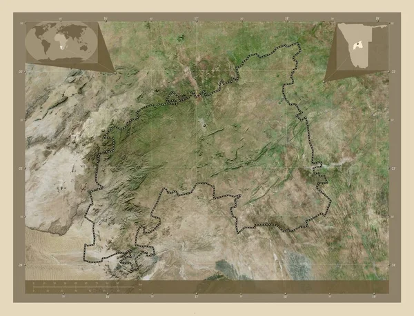 Chomy Region Namibii Mapa Satelity Wysokiej Rozdzielczości Pomocnicze Mapy Położenia — Zdjęcie stockowe
