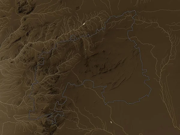 Хомас Регион Намибии Карта Высот Окрашенная Сепиевые Тона Озерами Реками — стоковое фото
