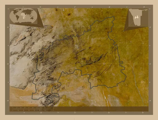Khomas Περιφέρεια Ναμίμπια Δορυφορικός Χάρτης Χαμηλής Ανάλυσης Γωνιακοί Χάρτες Βοηθητικής — Φωτογραφία Αρχείου