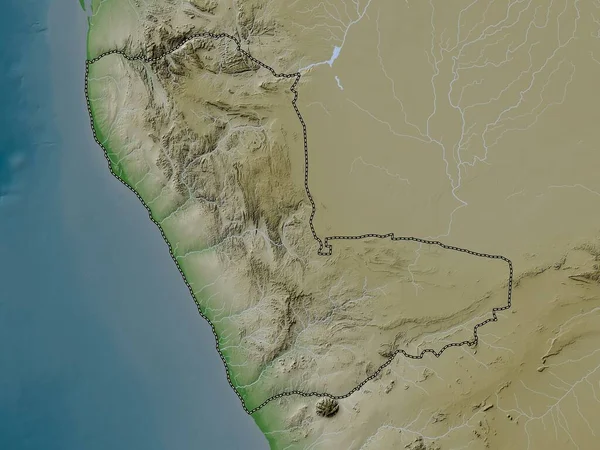 Кунін Район Намібії Висота Карти Кольору Вікі Озерами Річками — стокове фото