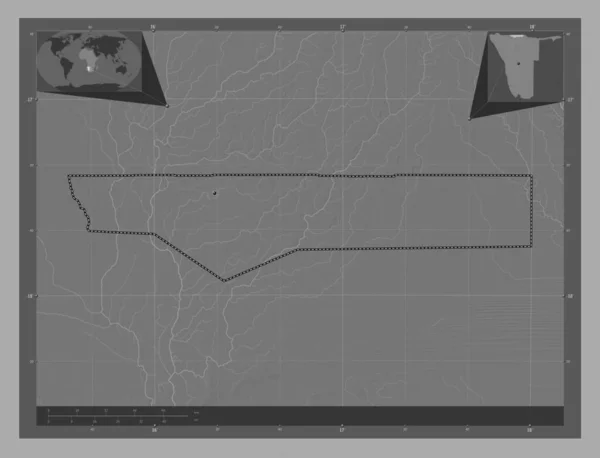 Ohangwena Região Namíbia Bilevel Mapa Elevação Com Lagos Rios Mapa — Fotografia de Stock