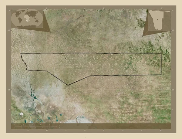 Охангвена Регион Намибии Спутниковая Карта Высокого Разрешения Вспомогательные Карты Расположения — стоковое фото