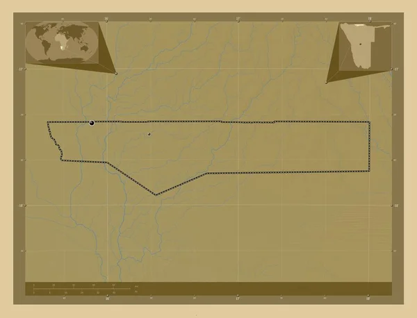 Оханґвена Район Намібії Кольорові Карти Висот Озерами Річками Розташування Великих — стокове фото