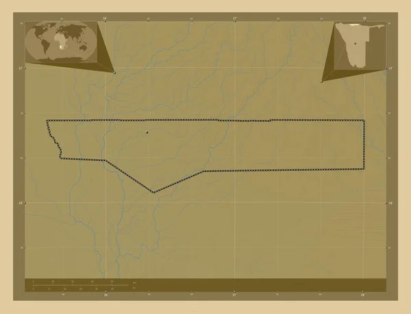 Оханґвена Район Намібії Кольорові Карти Висот Озерами Річками Кутові Допоміжні — стокове фото