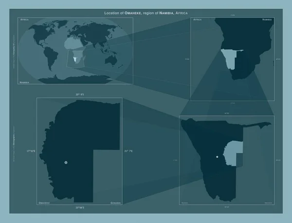 Omaheke Región Namibia Diagrama Que Muestra Ubicación Región Mapas Gran — Foto de Stock