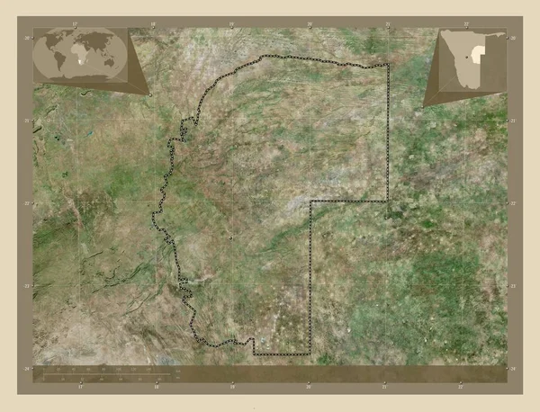Omaheke Oblast Namibie Satelitní Mapa Vysokým Rozlišením Umístění Velkých Měst — Stock fotografie