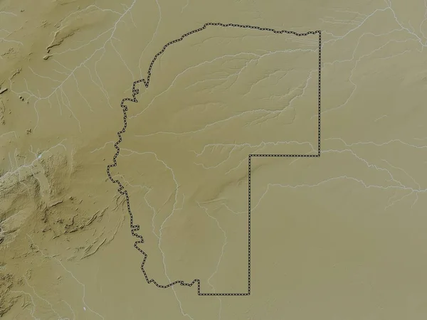 Omaheke Regio Namibië Hoogtekaart Gekleurd Wiki Stijl Met Meren Rivieren — Stockfoto