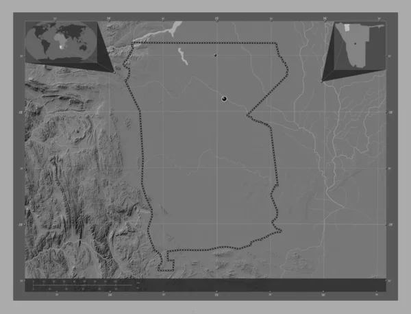 Омусати Регион Намибии Карта Рельефа Билевела Озерами Реками Места Расположения — стоковое фото