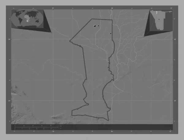 Ошана Район Намібії Білевелівська Карта Висот Озерами Річками Розташування Великих — стокове фото