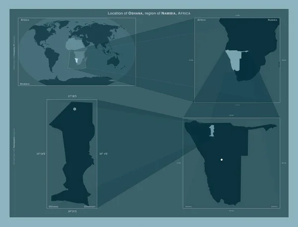 Oshana Namibya Bölgesi Büyük Ölçekli Haritalarda Bölgenin Yerini Gösteren Diyagram — Stok fotoğraf