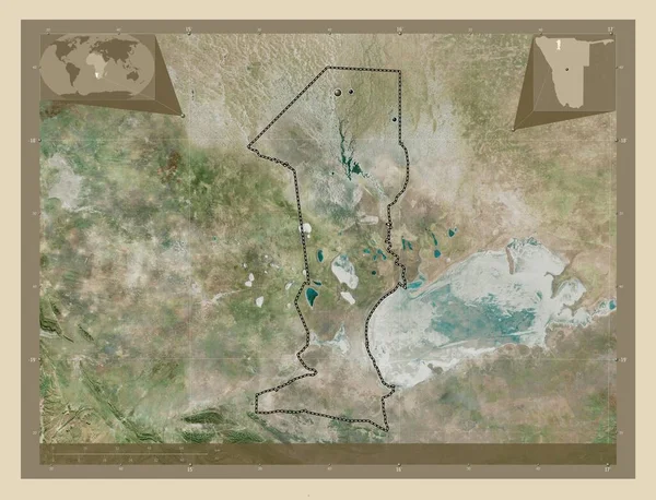 Ошана Регион Намибии Спутниковая Карта Высокого Разрешения Места Расположения Крупных — стоковое фото