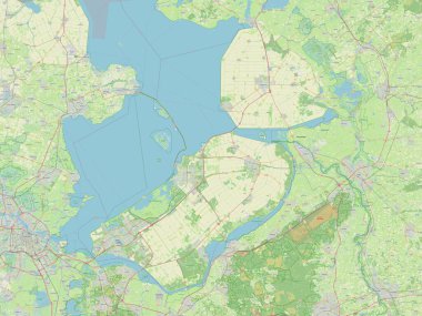 Flevoland, Hollanda vilayeti. Açık Sokak Haritası