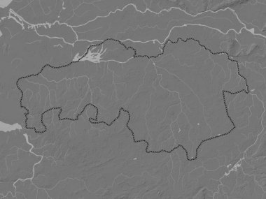 Noord-Brabant, Hollanda vilayeti. Gölleri ve nehirleri olan çift seviyeli yükseklik haritası