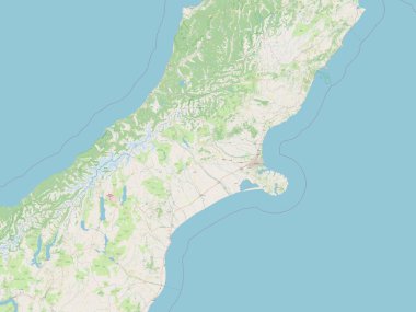 Canterbury, Yeni Zelanda bölge konseyi. Açık Sokak Haritası