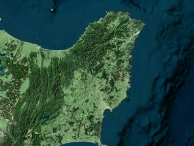 Gisborne, Yeni Zelanda bölge konseyi. Düşük çözünürlüklü uydu haritası