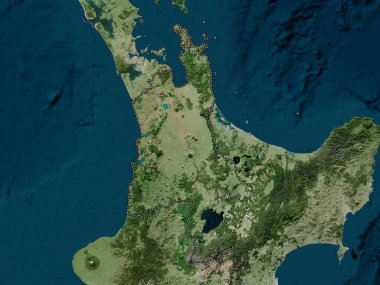 Waikato, Yeni Zelanda bölge konseyi. Yüksek çözünürlüklü uydu haritası