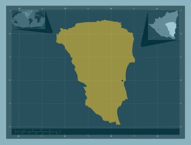 Atlantico Sur, Nikaragua 'nın özerk bölgesi. Katı renk şekli. Köşedeki yedek konum haritaları