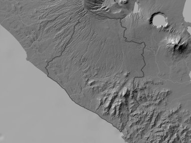 Carazo, Nikaragua Bölümü. Gölleri ve nehirleri olan çift seviyeli yükseklik haritası