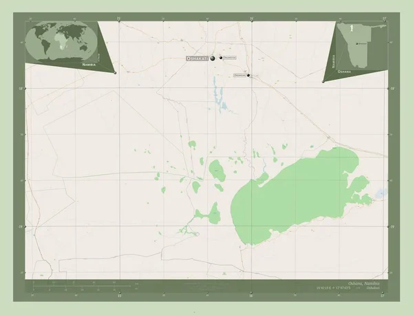 Ошана Регион Намибии Карта Улиц Места Названия Крупных Городов Области — стоковое фото