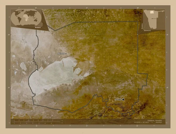 Осікото Район Намібії Супутникова Карта Низькою Роздільною Здатністю Місця Розташування — стокове фото