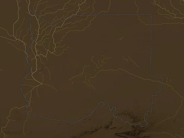 Oshikoto Región Namibia Mapa Elevación Coloreado Tonos Sepia Con Lagos —  Fotos de Stock