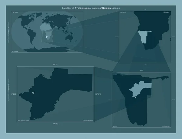Otjozondjupa Região Namíbia Diagrama Mostrando Localização Região Mapas Maior Escala — Fotografia de Stock