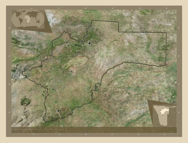 Otjozondjupa Περιφέρεια Ναμίμπια Υψηλής Ανάλυσης Δορυφορικός Χάρτης Τοποθεσίες Μεγάλων Πόλεων — Φωτογραφία Αρχείου