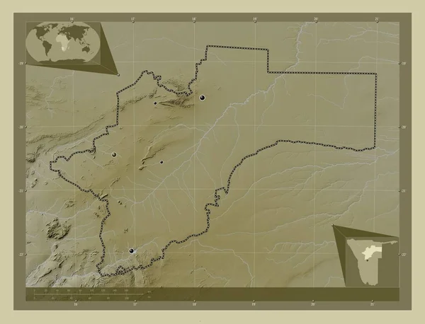 Otjozondjupa Περιφέρεια Ναμίμπια Υψόμετρο Χάρτη Χρωματισμένο Στυλ Wiki Λίμνες Και — Φωτογραφία Αρχείου