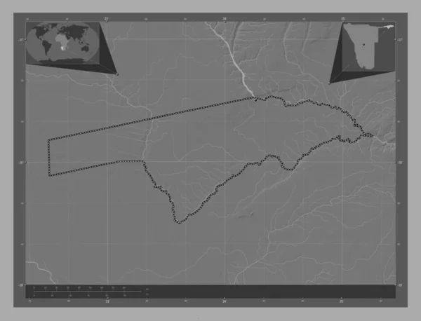 Замбези Регион Намибии Карта Рельефа Билевела Озерами Реками Места Расположения — стоковое фото