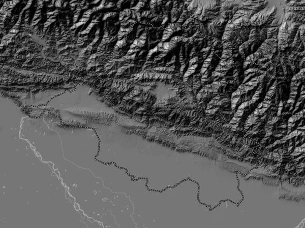 Central Región Desarrollo Nepal Mapa Elevación Bilevel Con Lagos Ríos — Foto de Stock