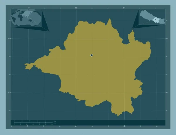 Centralny Region Rozwoju Nepalu Solidny Kształt Koloru Pomocnicze Mapy Położenia — Zdjęcie stockowe