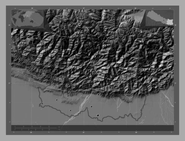 Восток Регион Развития Непала Карта Рельефа Билевела Озерами Реками Места — стоковое фото