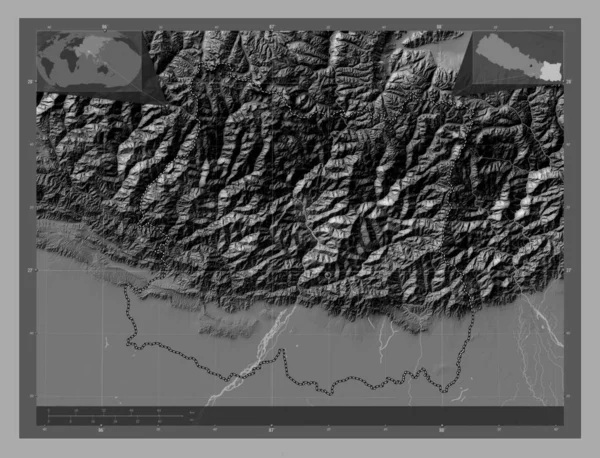 Este Región Desarrollo Nepal Mapa Elevación Bilevel Con Lagos Ríos — Foto de Stock