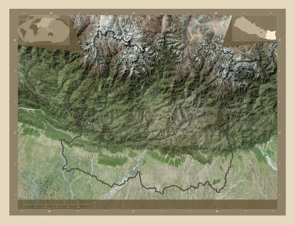 Ανατολική Περιοχή Ανάπτυξης Του Νεπάλ Υψηλής Ανάλυσης Δορυφορικός Χάρτης Γωνιακοί — Φωτογραφία Αρχείου