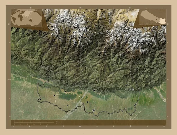 Oost Ontwikkelingsregio Nepal Lage Resolutie Satellietkaart Locaties Van Grote Steden — Stockfoto