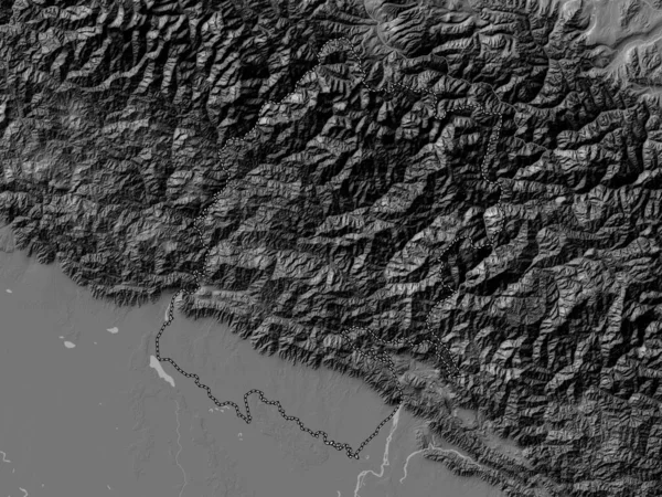 Далекозахідний Регіон Розвитку Непалу Мапа Висот Озерами Річками — стокове фото