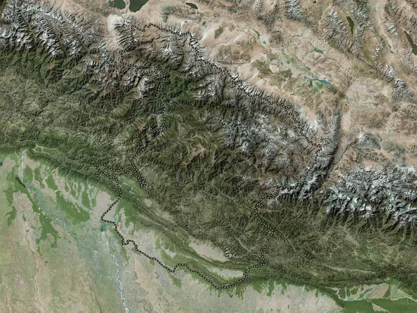 Medio Occidentale Regione Sviluppo Del Nepal Mappa Satellitare Alta Risoluzione — Foto Stock