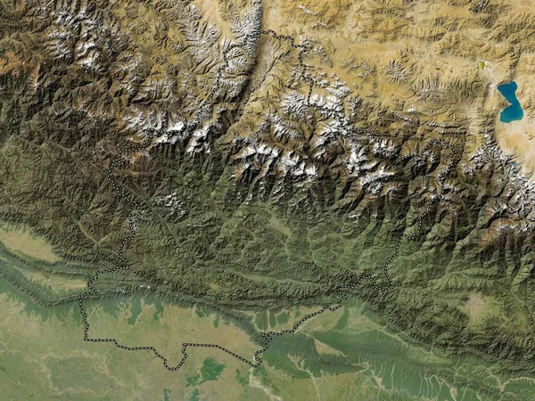 Oeste Región Desarrollo Nepal Mapa Satelital Baja Resolución —  Fotos de Stock