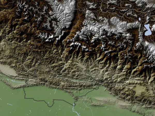 Ovest Regione Sviluppo Del Nepal Mappa Dell Elevazione Colorata Stile — Foto Stock