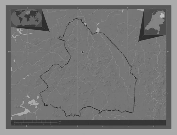 Drenthe Επαρχία Κάτω Χωρών Bilevel Υψομετρικός Χάρτης Λίμνες Και Ποτάμια — Φωτογραφία Αρχείου